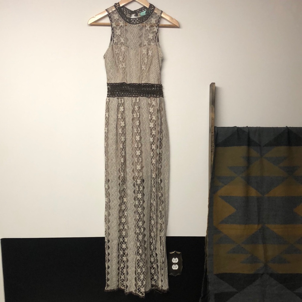 Filly Flair Lace Cutout Crochet Maxi Dress